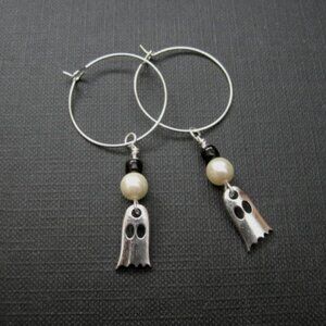 Ghost Pearl Hoop Earrings